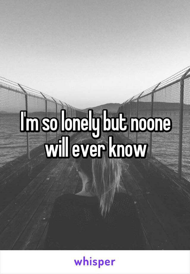 I'm so lonely but noone will ever know