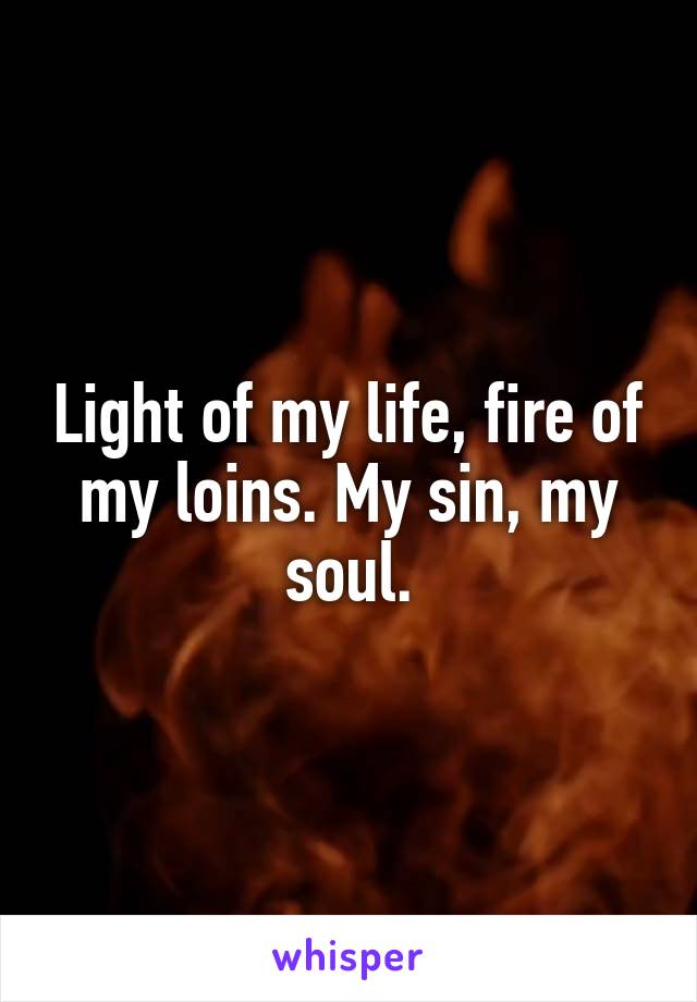 Light of my life, fire of my loins. My sin, my soul.