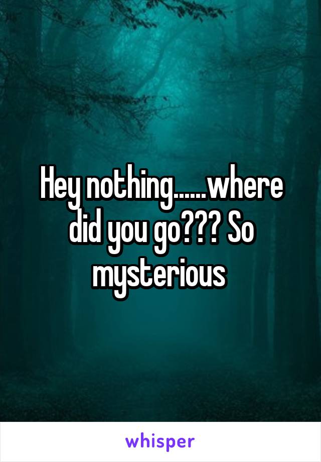 Hey nothing......where did you go??? So mysterious 