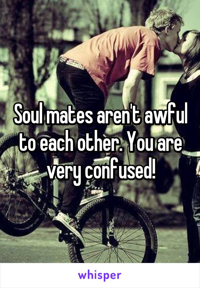 Soul mates aren't awful to each other. You are very confused!