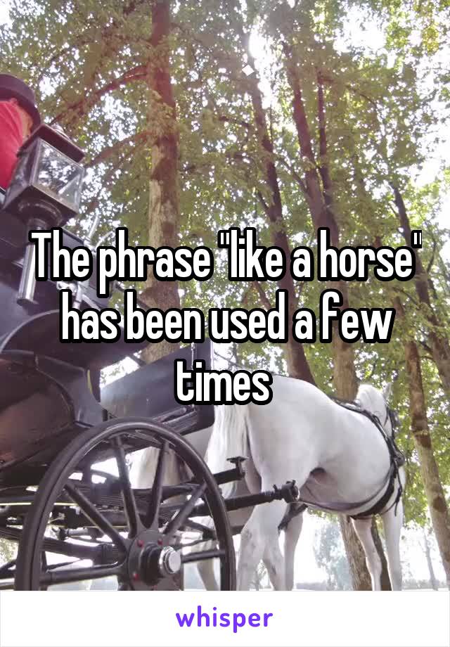 The phrase "like a horse" has been used a few times 