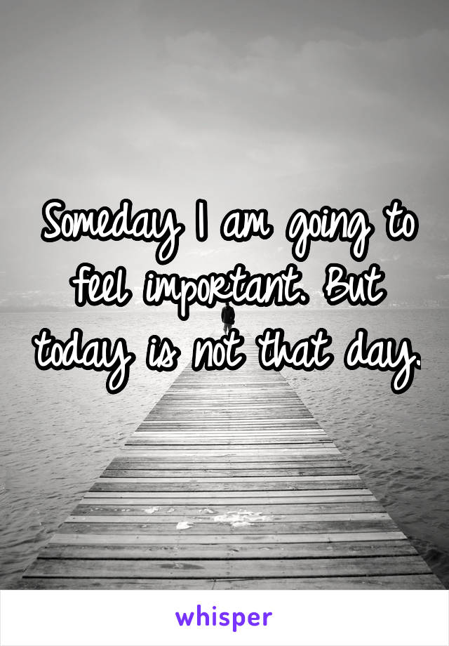 Someday I am going to feel important. But today is not that day. 