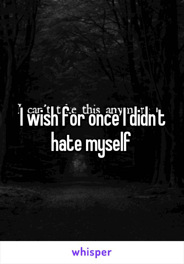 I wish for once I didn't hate myself 