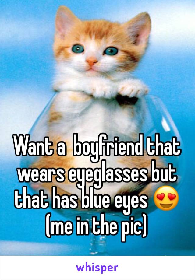 Want a  boyfriend that wears eyeglasses but that has blue eyes 😍 (me in the pic)