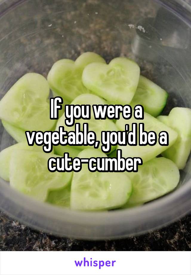 If you were a vegetable, you'd be a cute-cumber 