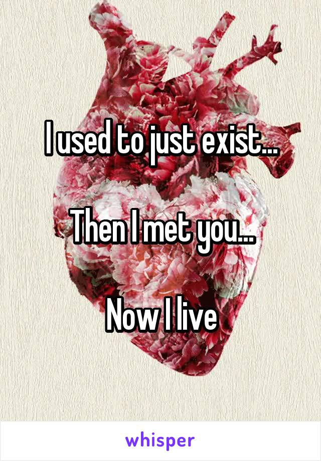 I used to just exist...

Then I met you...

Now I live