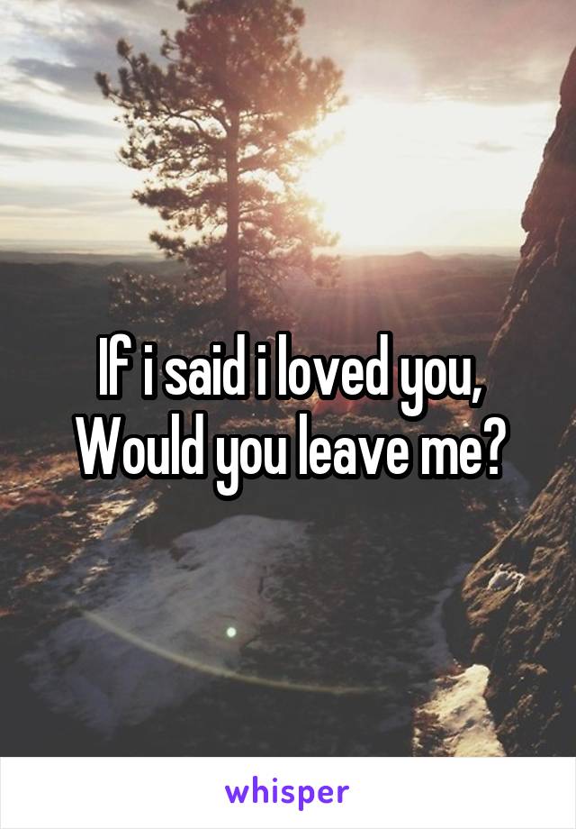 If i said i loved you,
Would you leave me?