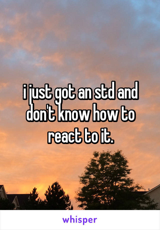 i just got an std and don't know how to react to it.