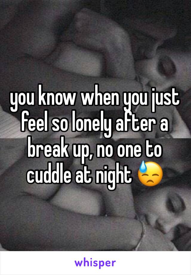 you know when you just feel so lonely after a break up, no one to cuddle at night 😓