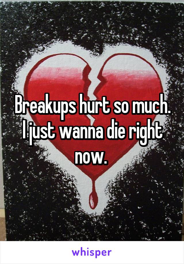 Breakups hurt so much. I just wanna die right now. 