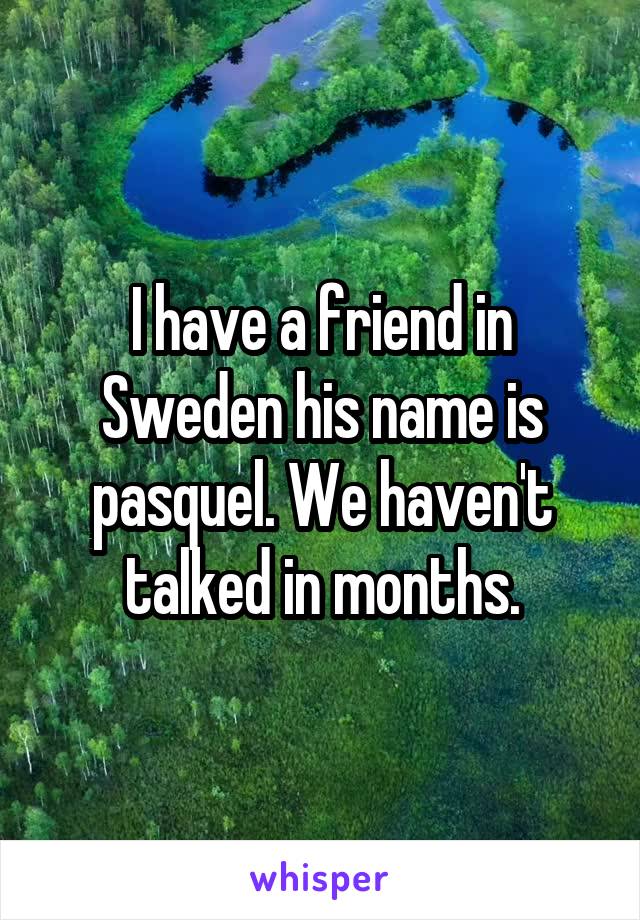 I have a friend in Sweden his name is pasquel. We haven't talked in months.