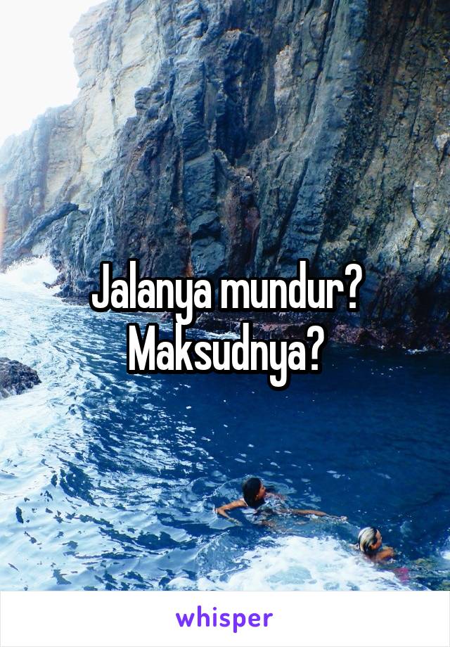 Jalanya mundur? Maksudnya?