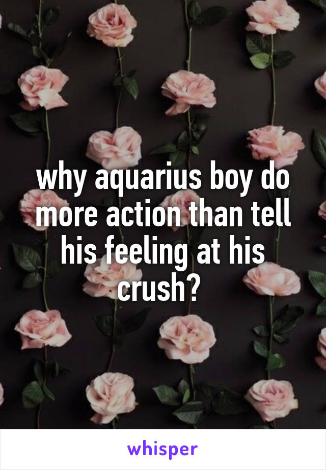 why aquarius boy do more action than tell his feeling at his crush? 