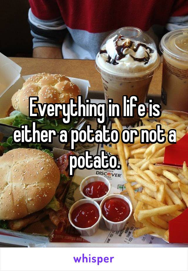 Everything in life is either a potato or not a potato.