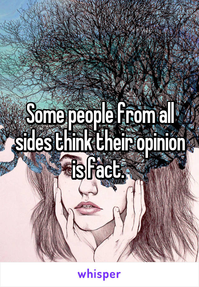 Some people from all sides think their opinion is fact. 