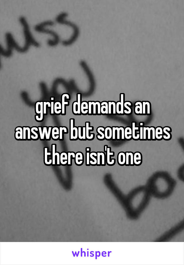 grief demands an answer but sometimes there isn't one