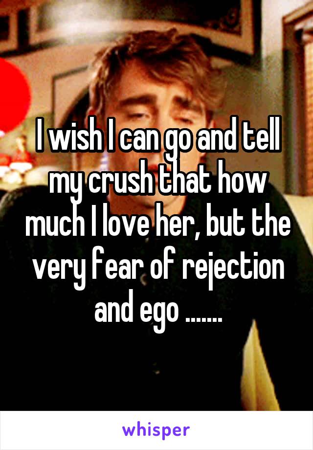 I wish I can go and tell my crush that how much I love her, but the very fear of rejection and ego .......