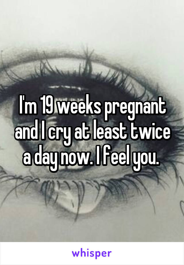 I'm 19 weeks pregnant and I cry at least twice a day now. I feel you. 