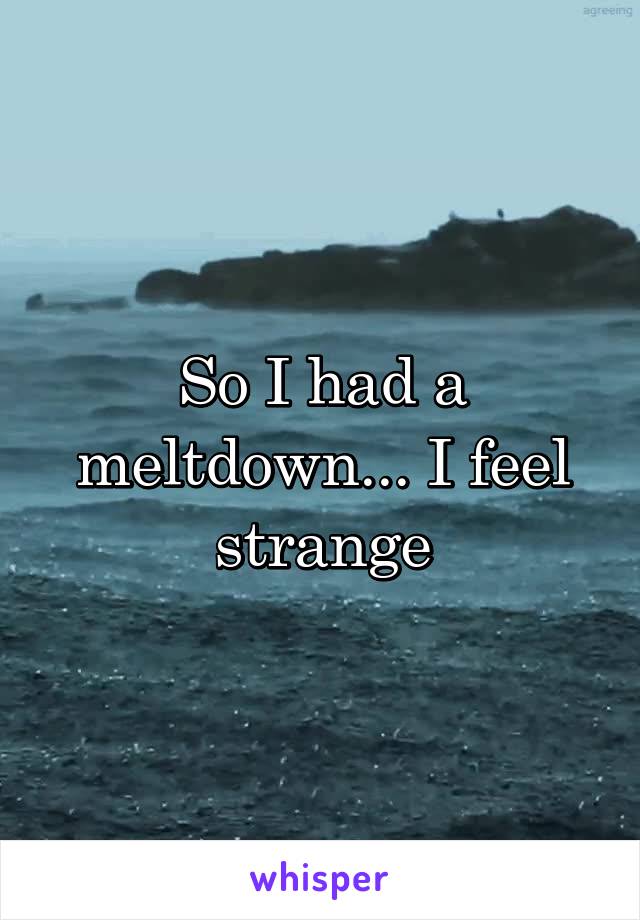 So I had a meltdown... I feel strange