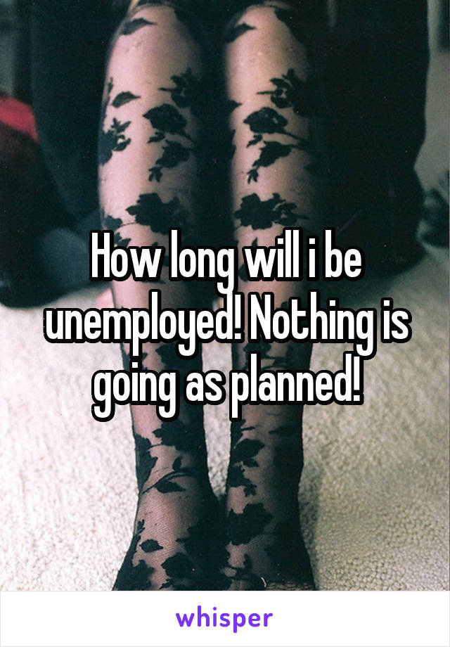 How long will i be unemployed! Nothing is going as planned!