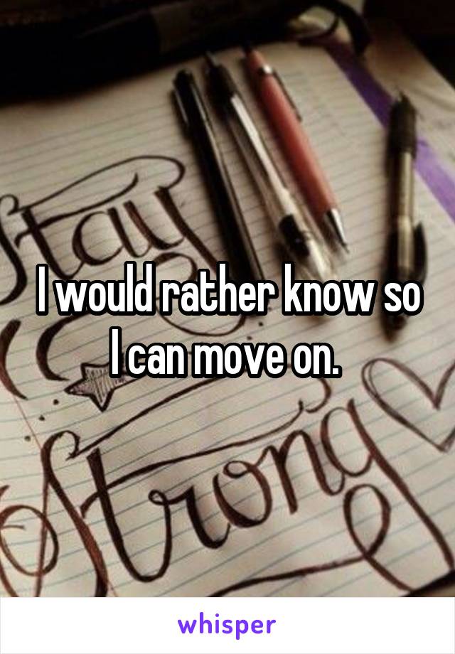 I would rather know so I can move on. 