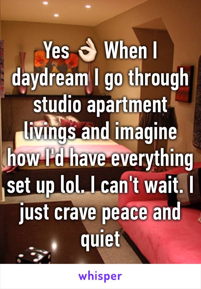 Yes 👌🏻 When I daydream I go through studio apartment livings and imagine how I'd have everything set up lol. I can't wait. I just crave peace and quiet 