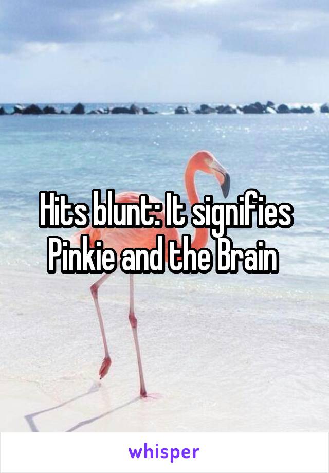 Hits blunt: It signifies Pinkie and the Brain 