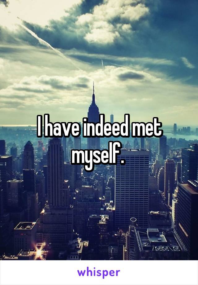 I have indeed met myself. 