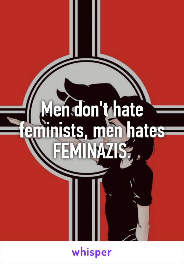 Men don't hate feminists, men hates FEMINAZIS.