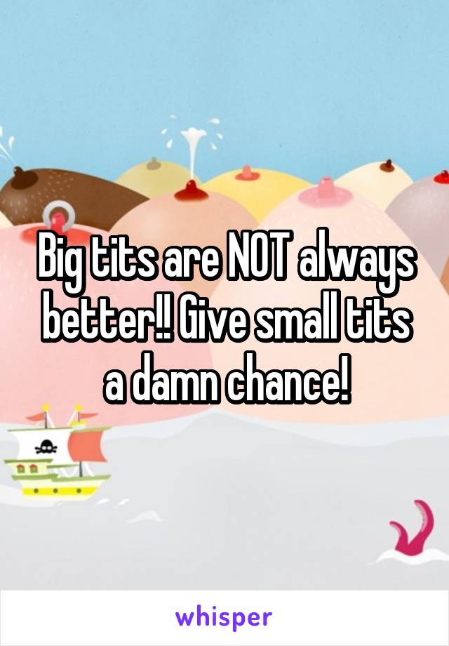 Big tits are NOT always better!! Give small tits a damn chance!