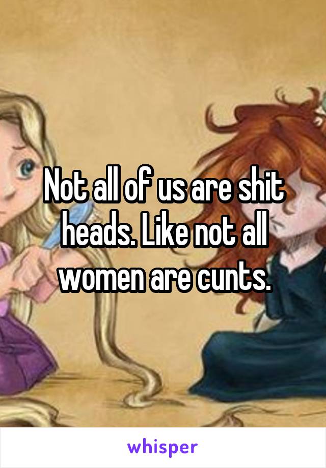 Not all of us are shit heads. Like not all women are cunts.