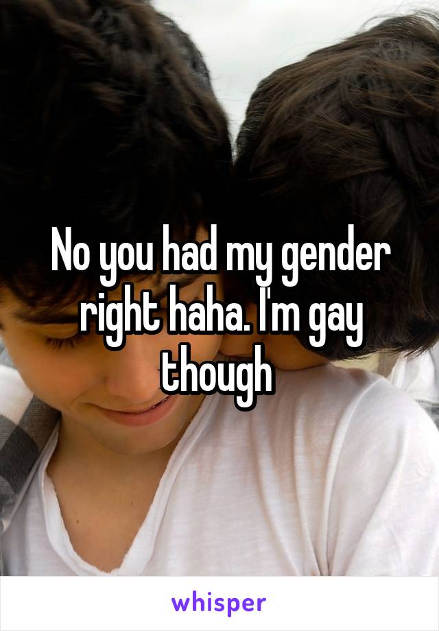 No you had my gender right haha. I'm gay though 