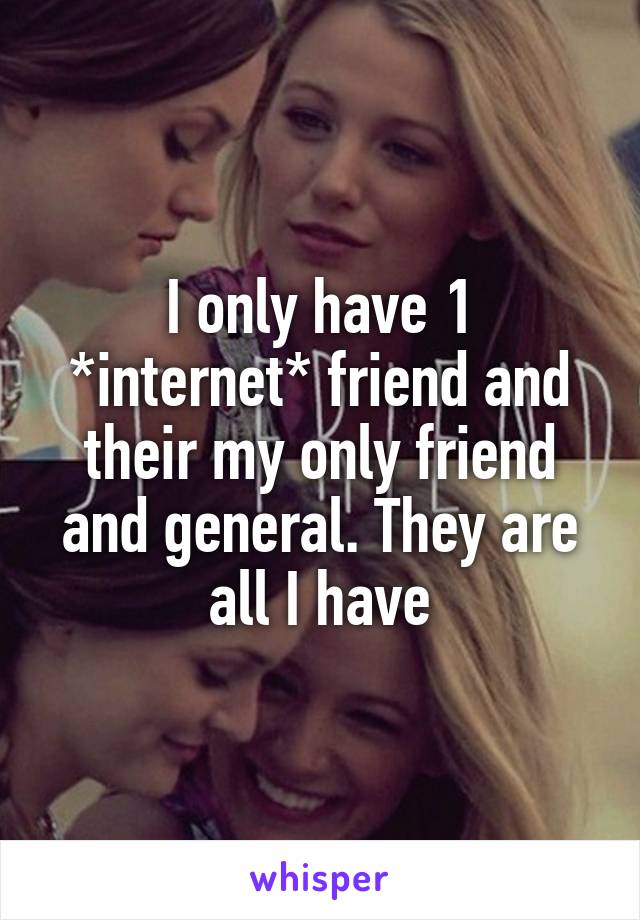 I only have 1 *internet* friend and their my only friend and general. They are all I have