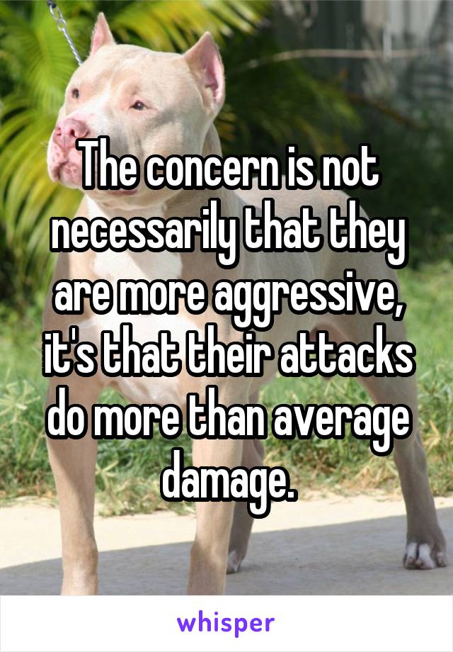 The concern is not necessarily that they are more aggressive, it's that their attacks do more than average damage.