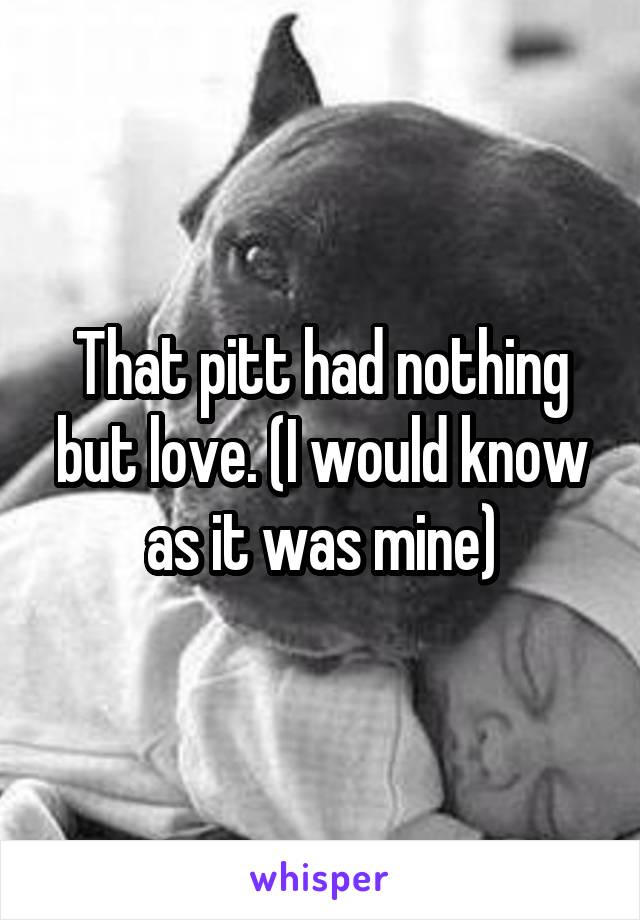 That pitt had nothing but love. (I would know as it was mine)