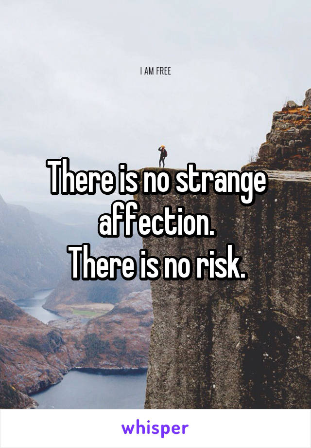 There is no strange affection.
There is no risk.