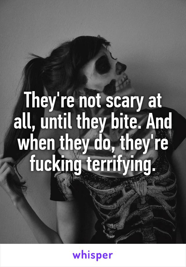 They're not scary at all, until they bite. And when they do, they're fucking terrifying.