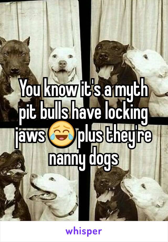 You know it's a myth pit bulls have locking jaws 😂 plus they're nanny dogs