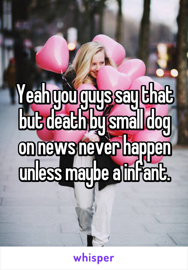 Yeah you guys say that but death by small dog on news never happen unless maybe a infant.