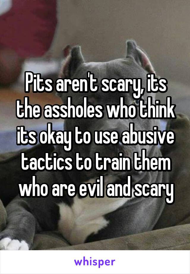 Pits aren't scary, its the assholes who think its okay to use abusive tactics to train them who are evil and scary