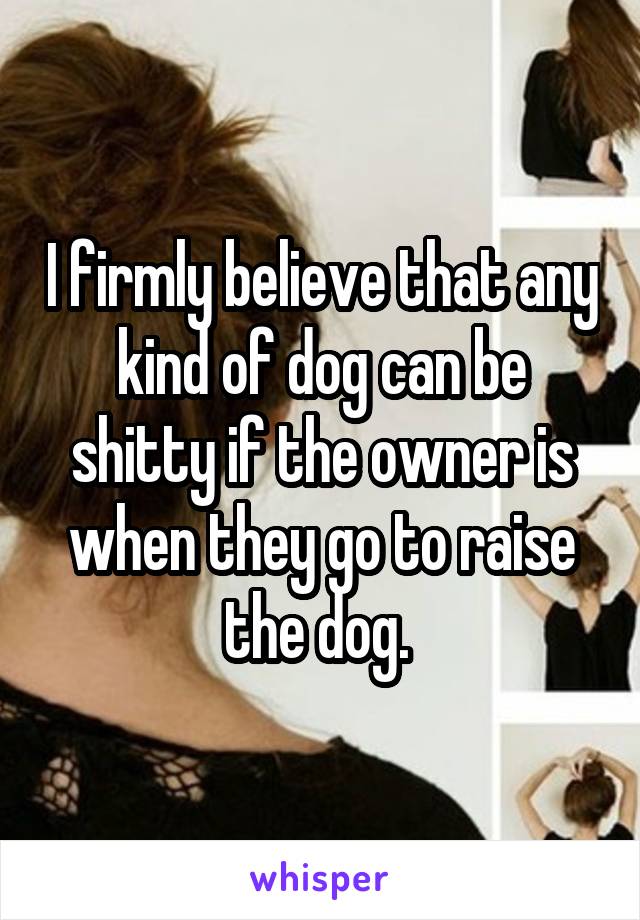 I firmly believe that any kind of dog can be shitty if the owner is when they go to raise the dog. 