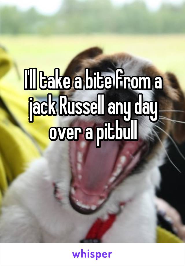  I'll take a bite from a jack Russell any day over a pitbull

