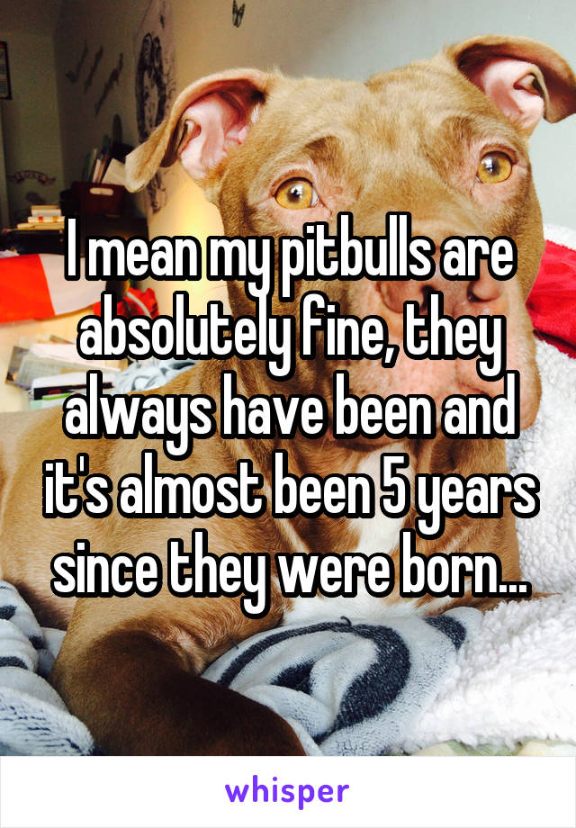 I mean my pitbulls are absolutely fine, they always have been and it's almost been 5 years since they were born...