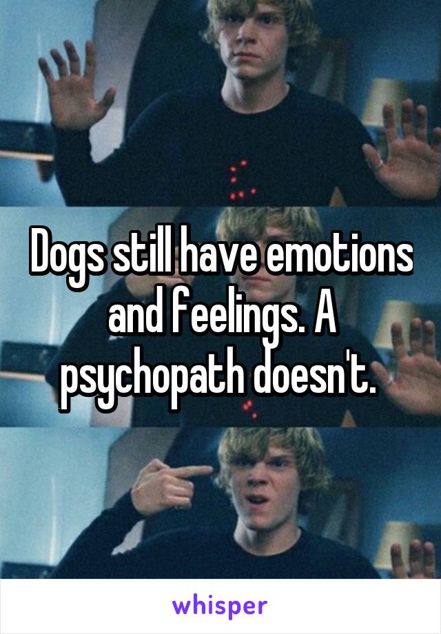 Dogs still have emotions and feelings. A psychopath doesn't. 