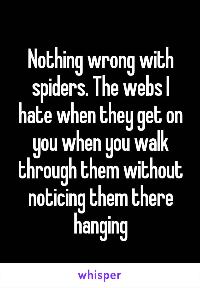 Nothing wrong with spiders. The webs I hate when they get on you when you walk through them without noticing them there hanging