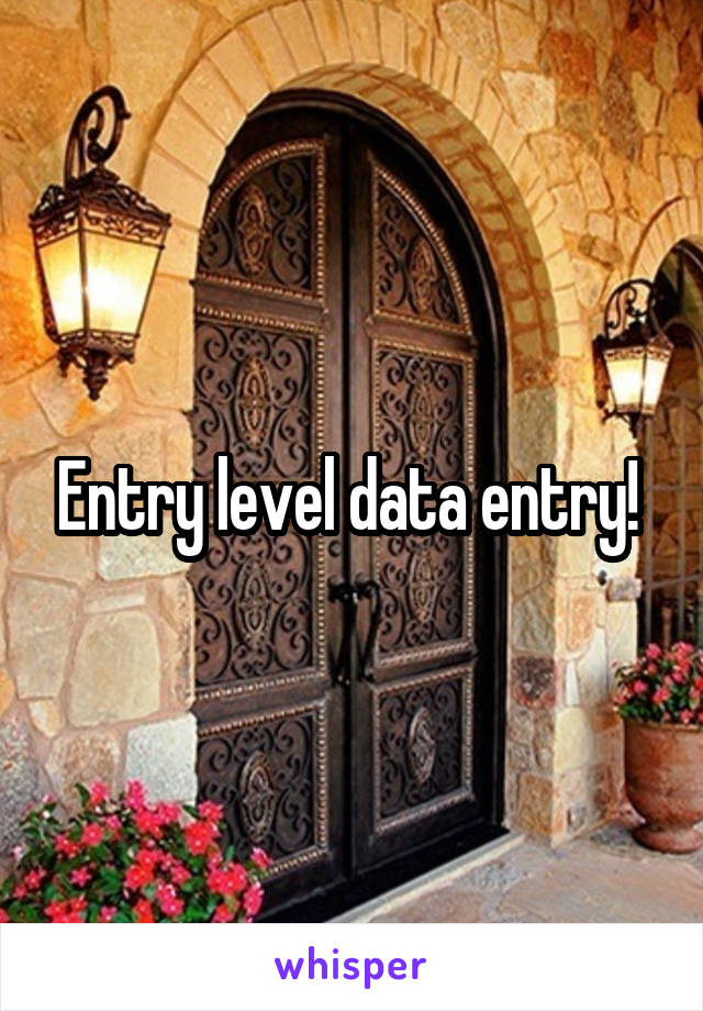 Entry level data entry! 