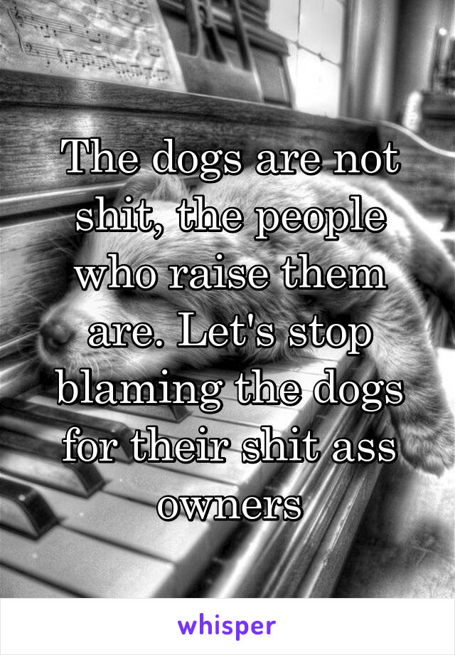 The dogs are not shit, the people who raise them are. Let's stop blaming the dogs for their shit ass owners