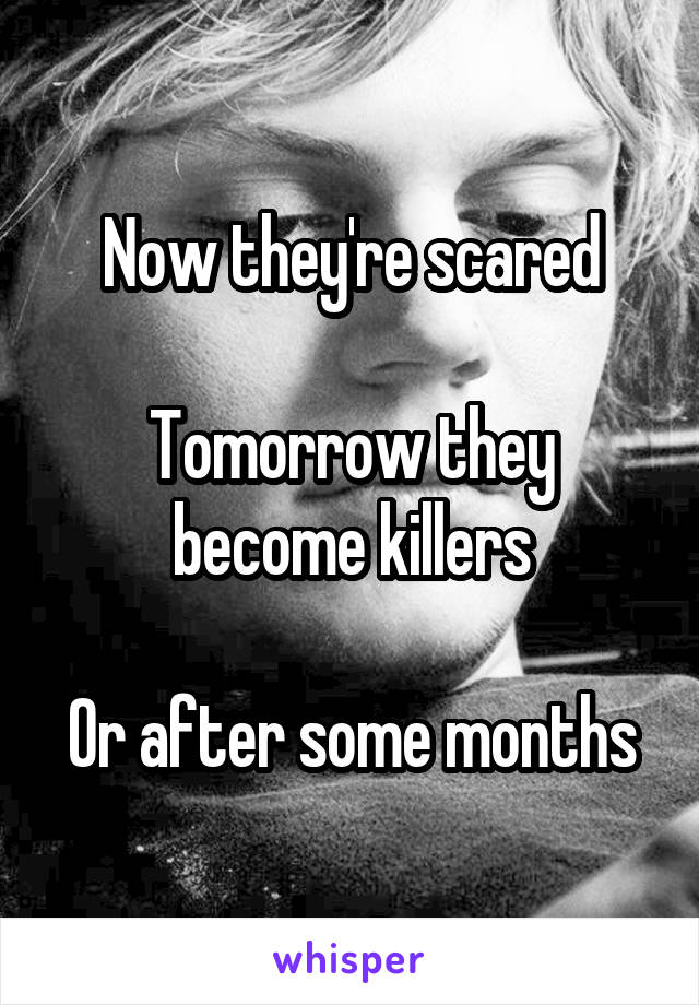 Now they're scared

Tomorrow they become killers

Or after some months