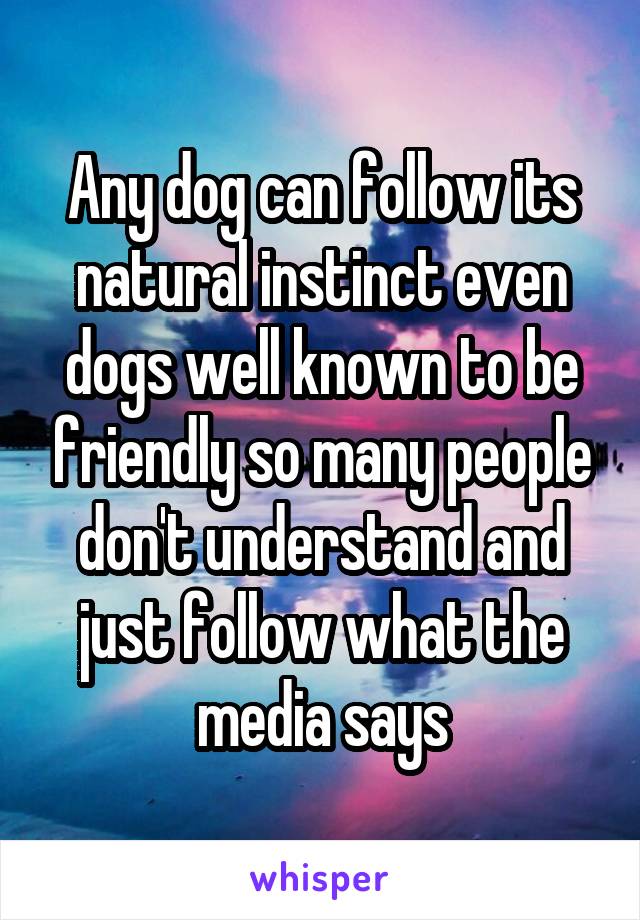 Any dog can follow its natural instinct even dogs well known to be friendly so many people don't understand and just follow what the media says