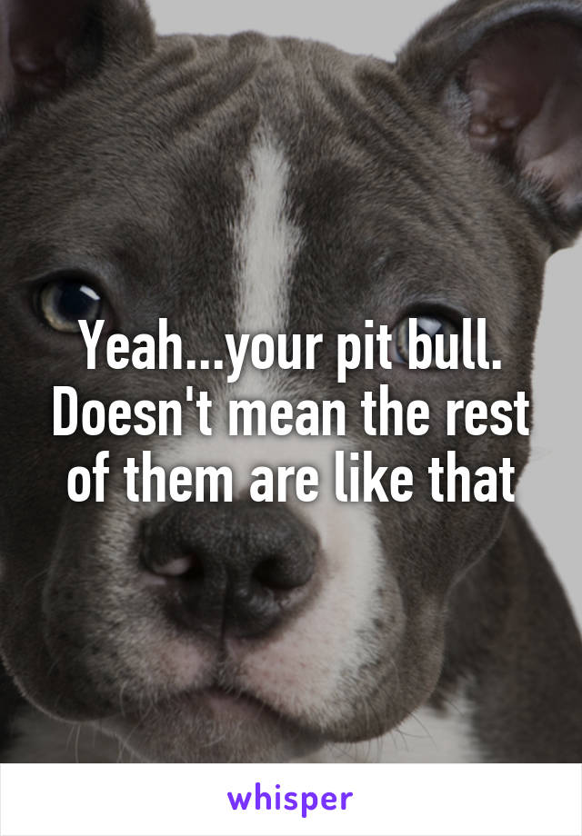 Yeah...your pit bull. Doesn't mean the rest of them are like that
